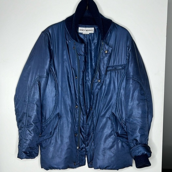 Issey Miyake Men’s Sz M Vintage Puffer Knit Shawl Collar Zip Snap Jacket - Picture 1 of 14